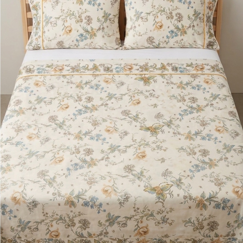 Vintage Springmaid Flat Sheet & 2 Pillow Cases Double Full Wondercale Percale